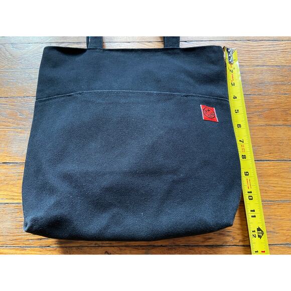 Reversible Black Canvas Tote w/Pink Floral Trim sz OS - Picture 14 of 15